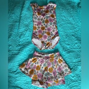 Floral Bodysuit and Skirt Set by Little Foxies Boutique